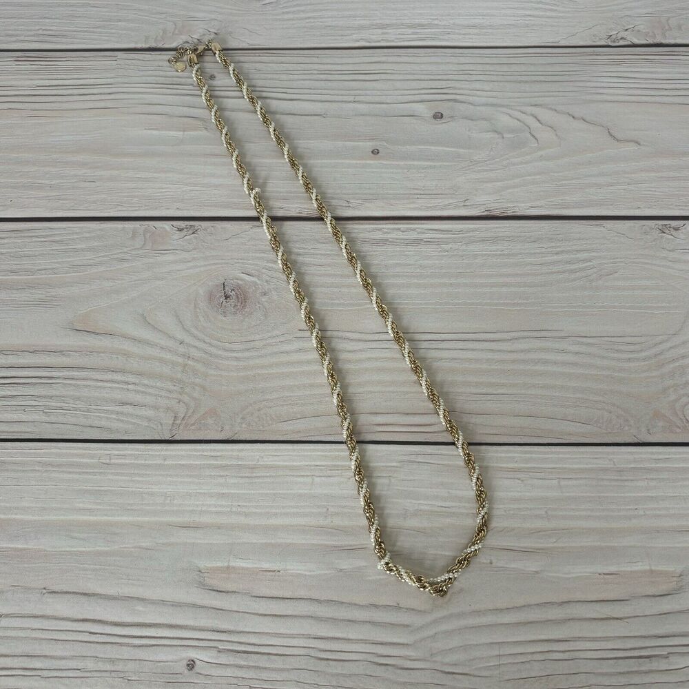 Charter Club Rope Twisted Necklace Gold Pearl